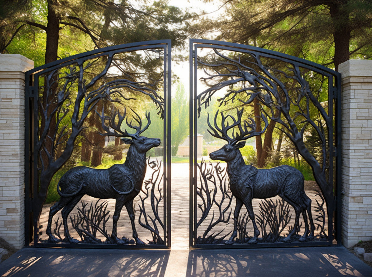 Brama wjazdowa, dekoracyjna - "Jelenie"