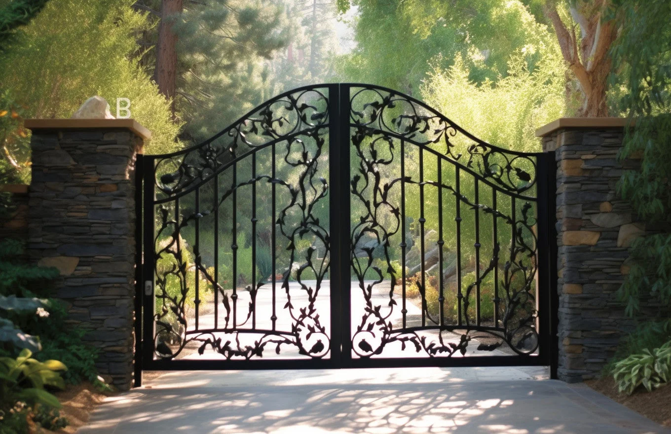 Dekoracyjna brama wjazdowa, stalowa  - "Stalowe pnącza"