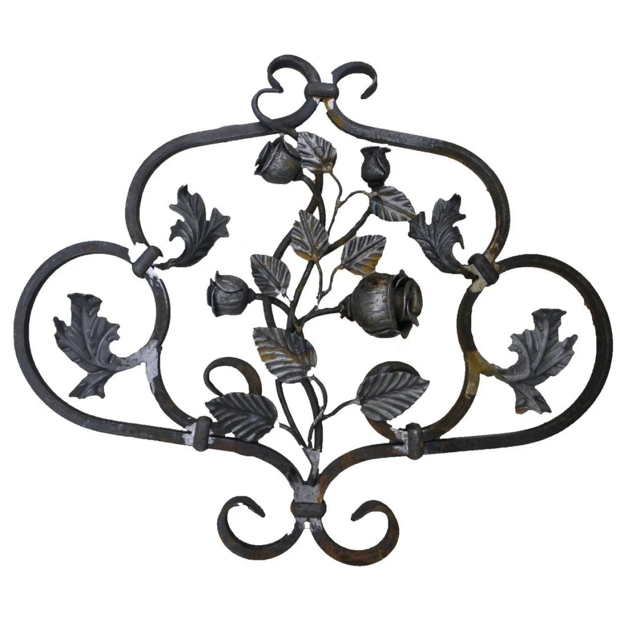 Kuta rozeta dekoracyjna do bram, balustrad, ogrodzeń. Herb z różą stalowy.