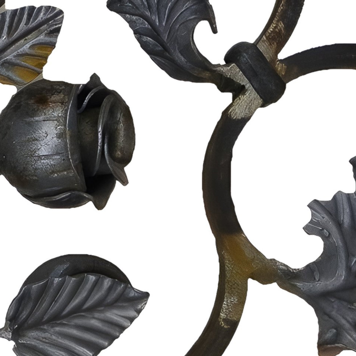 Kuta rozeta dekoracyjna do bram, balustrad, ogrodzeń. Herb z różą stalowy.