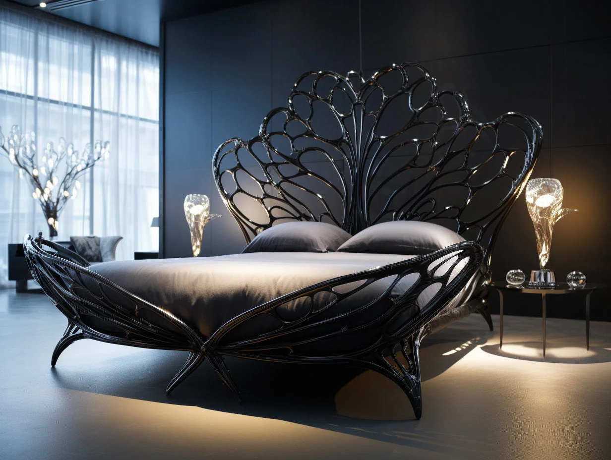 Łóżko metalowe od projektanta - Motyl