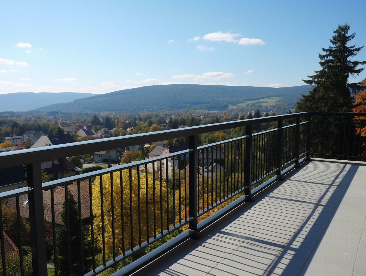 Minimalistyczna balustrada zewnętrzna, kuta