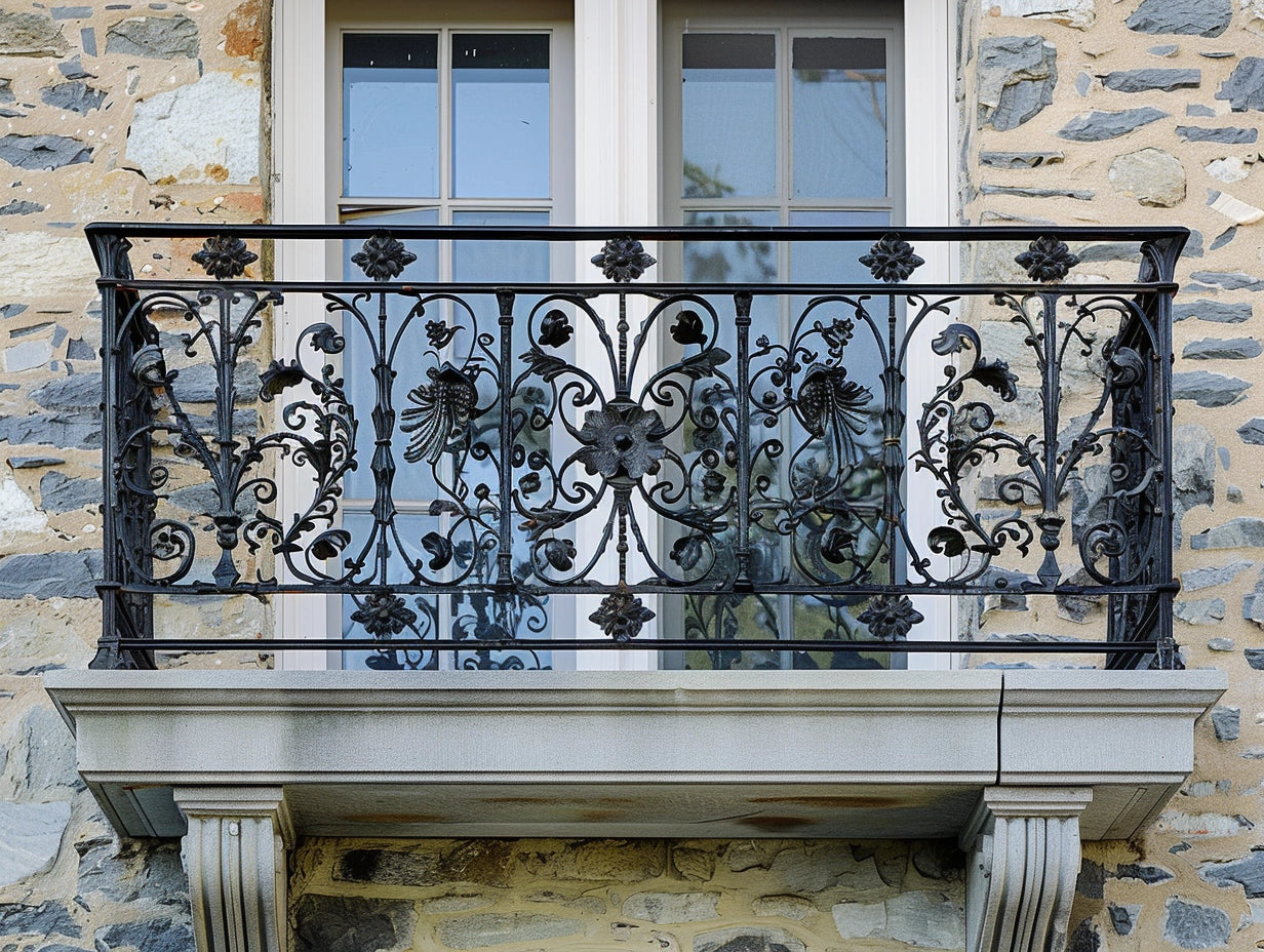Neoklasyczna balustrada kuta, stalowa