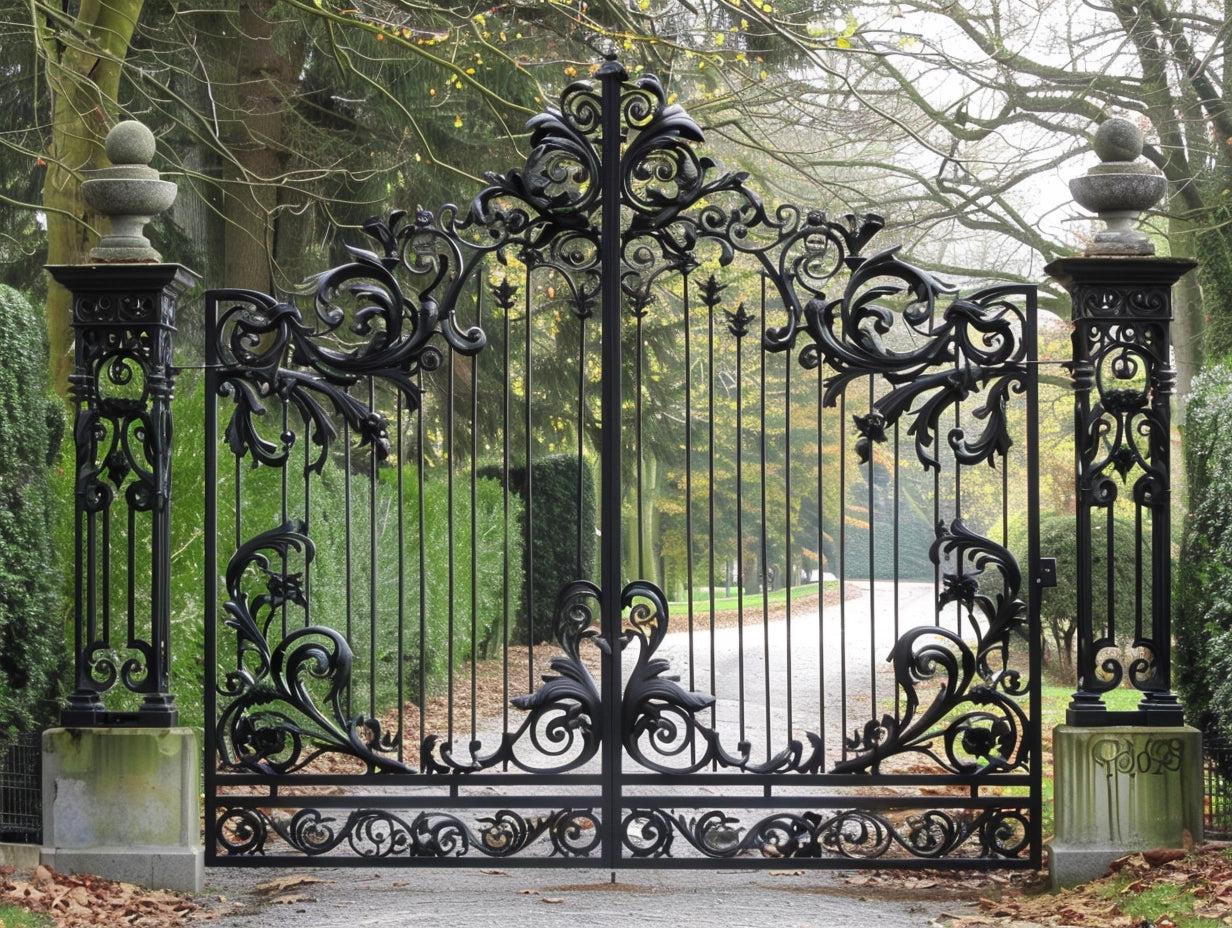 Neoklasyczna brama kuta, stalowa