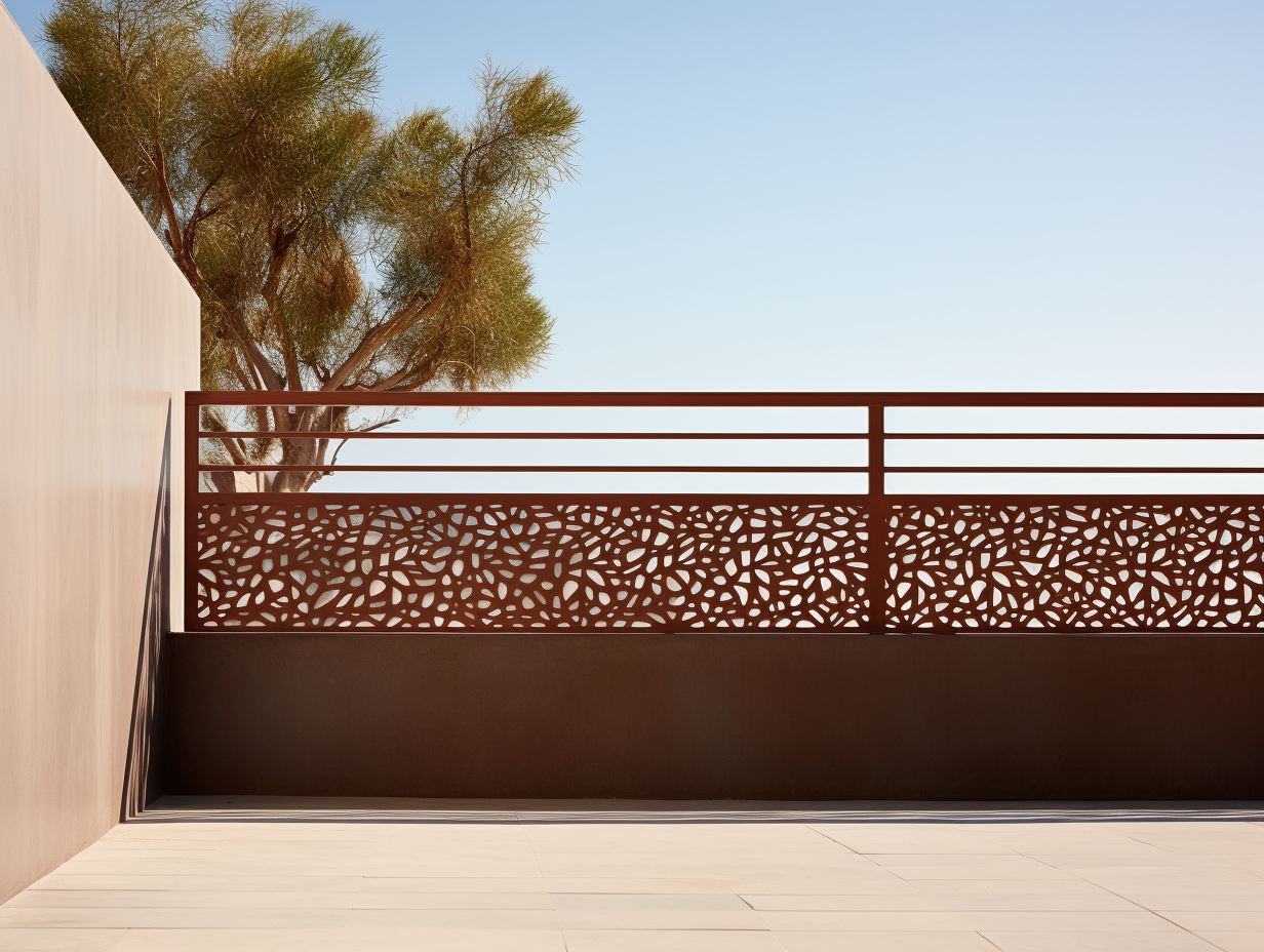 Nowoczesna balustrada balkon, taras. Stal cortenowska