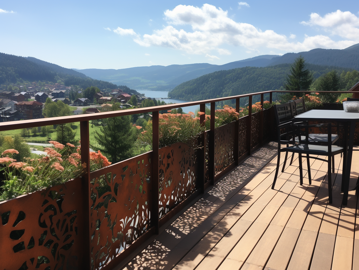 Nowoczesna balustrada na balkon, taras. Stal ekologiczna