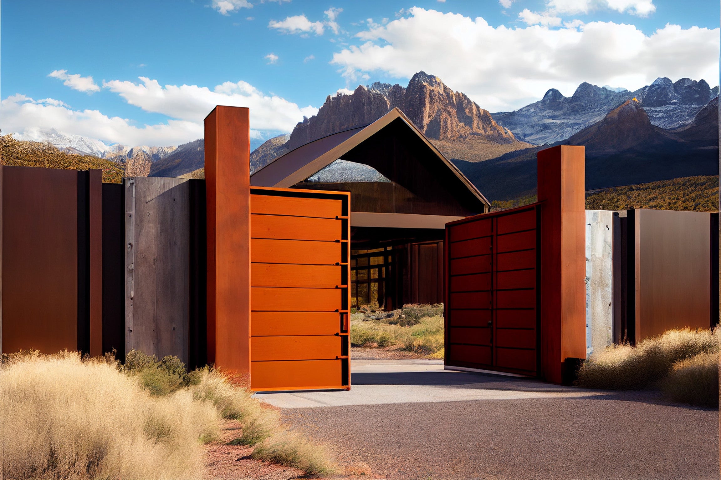 Nowoczesna brama wjazdowa ze stali COR-TEN® #Bielsko-Biała