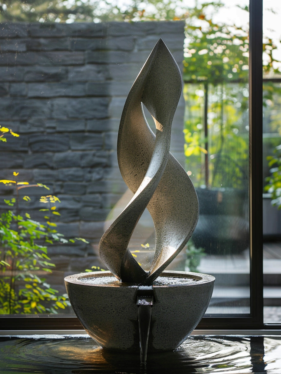 Nowoczesna fontanna z betonu architektonicznego