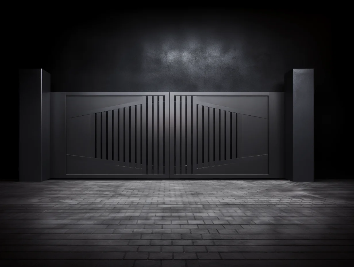 Nowoczesna, kuta brama wjazdowa - futurystyczny minimalizm