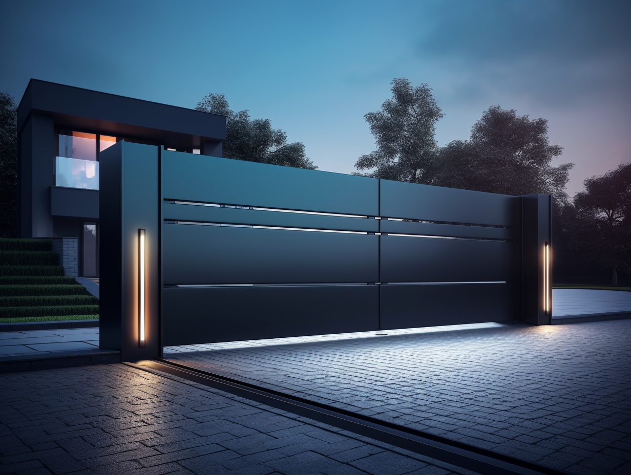 Nowoczesna, metalowa brama wjazdowa - minimalizm