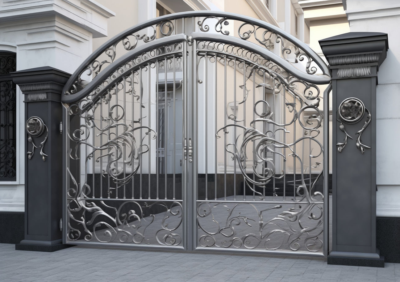 Ozdobna brama wjazdowa, kuta ze stali - "Srebrna secesja"