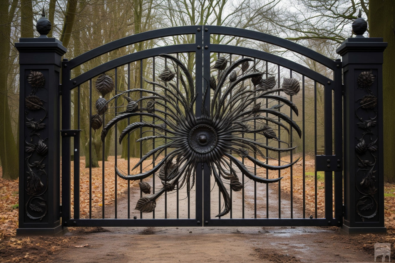 Ozdobna brama wjazdowa ze stali - "Stribog"