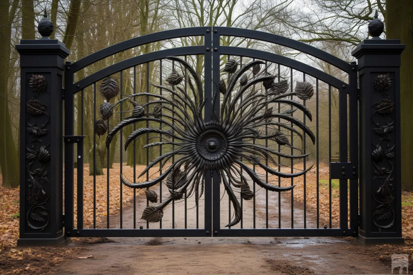 Ozdobna brama wjazdowa ze stali - "Stribog"