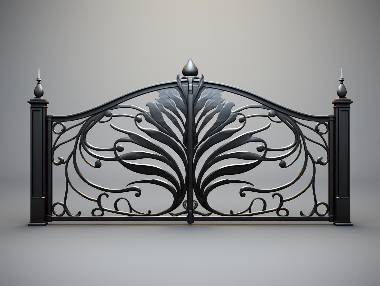 Przęsło ogrodzeniowe, metalowe, kute  - Art Nouveau