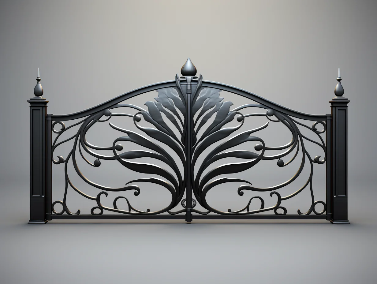 Przęsło ogrodzeniowe, metalowe, kute  - Art Nouveau