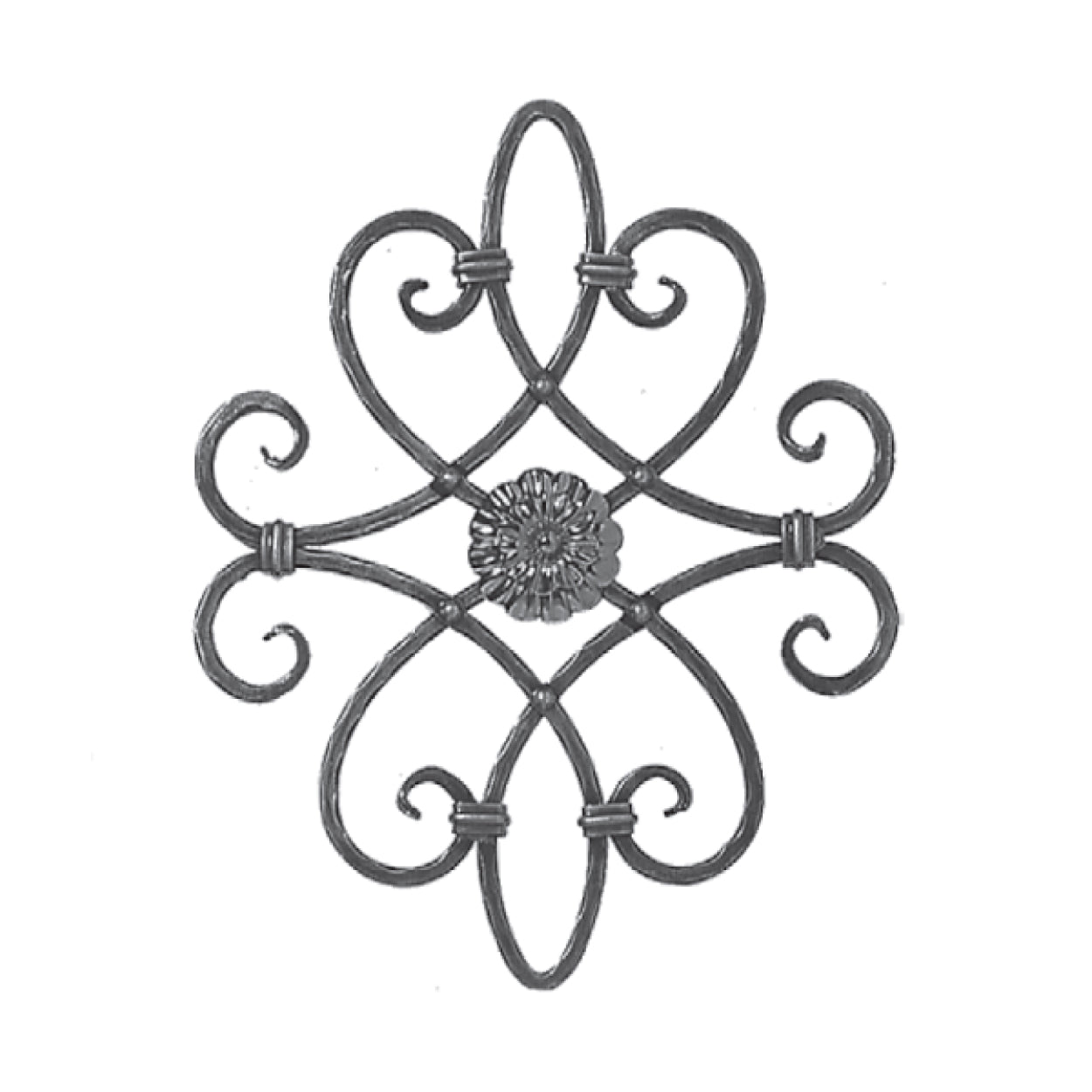 Rozeta ozdobna do bramy, balustrady, ogrodzenia. Dekoracja grill okienny stalowy