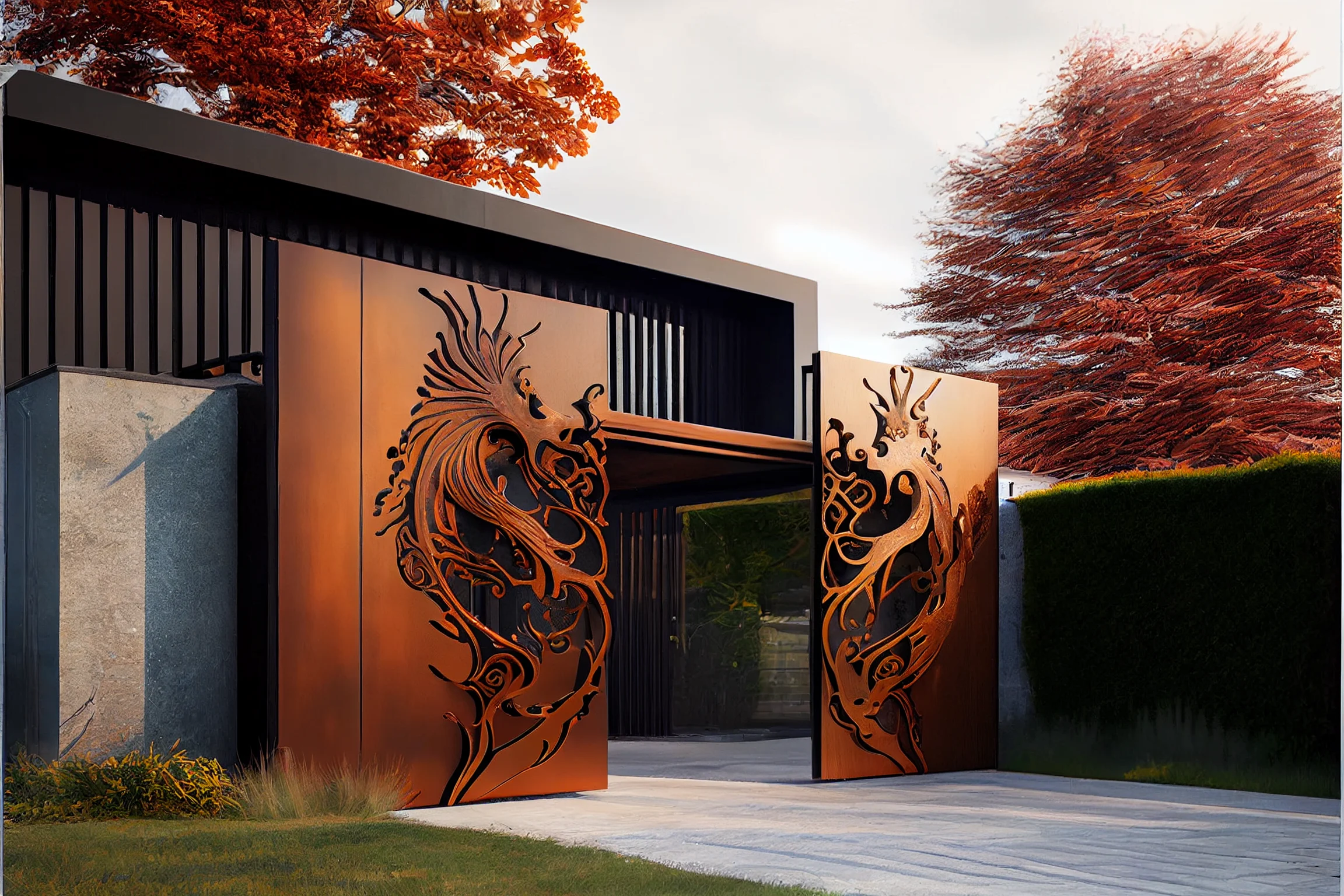 Smoki - Brama wjazdowa ze stali COR-TEN®