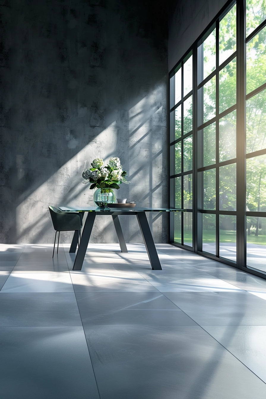 Solidny stół jadalniany ze szklanym blatem - ręcznie kuty