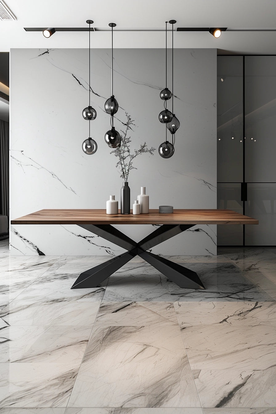 Solidny stół metalowy z drewnianym blatem - ręcznie kuty