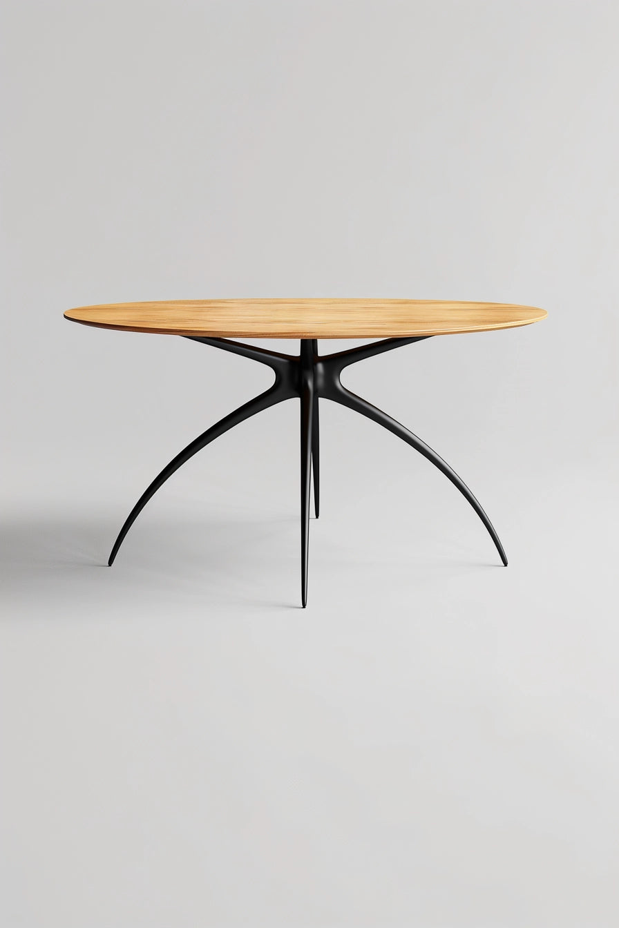 Stolik kawowy ze stali z drewnianym blatem - ręcznie kuty