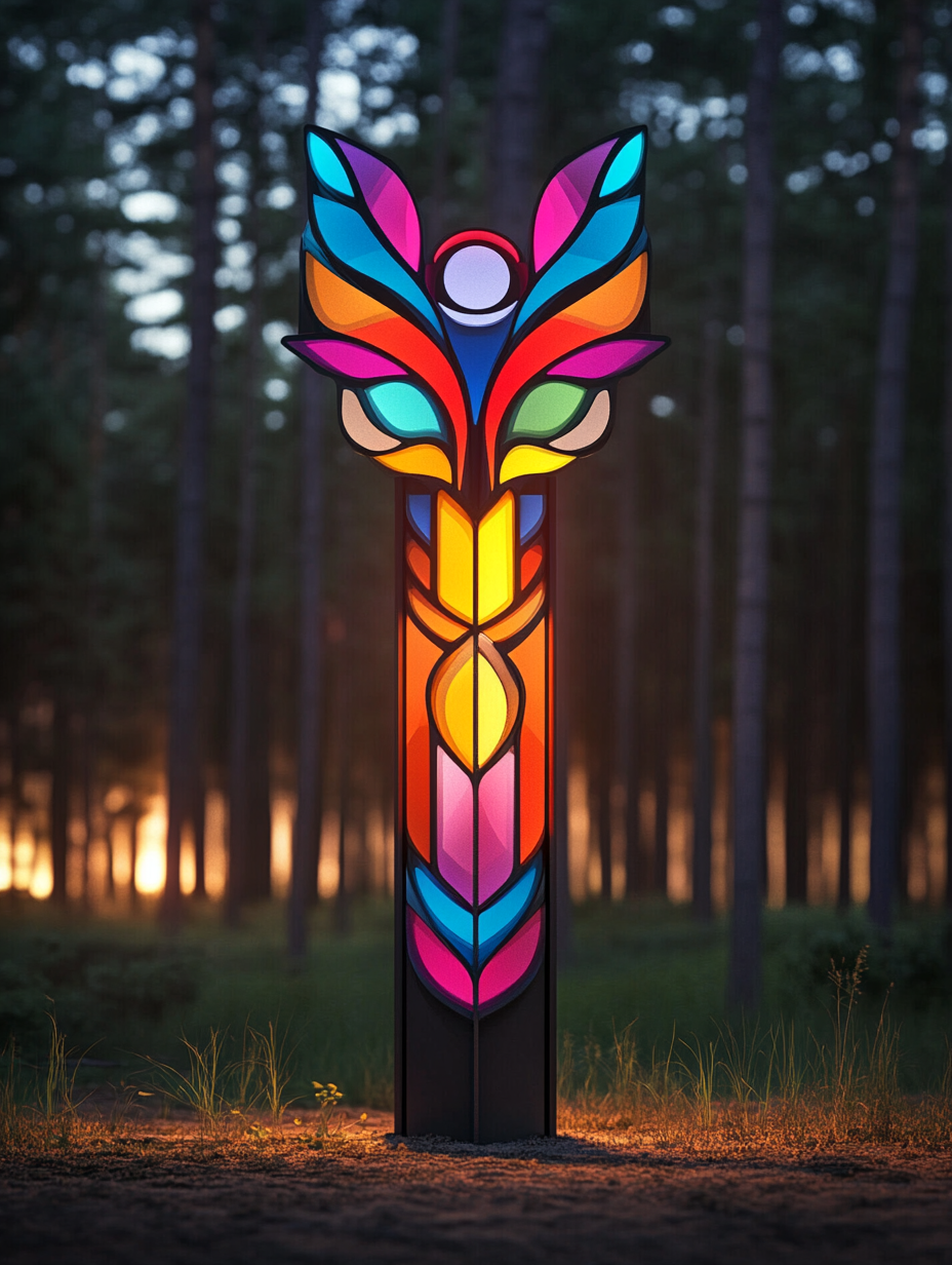 Totem fantazja - stal, plexi, led