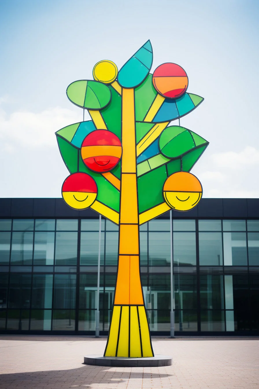 Totem reklamowy w formie cytrusa, z podświetleniem LED