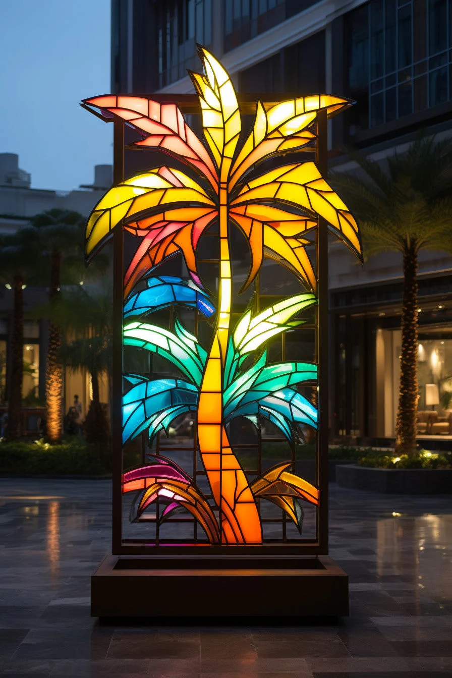 Totem reklamowy w formie drzewa kokosowego z LED