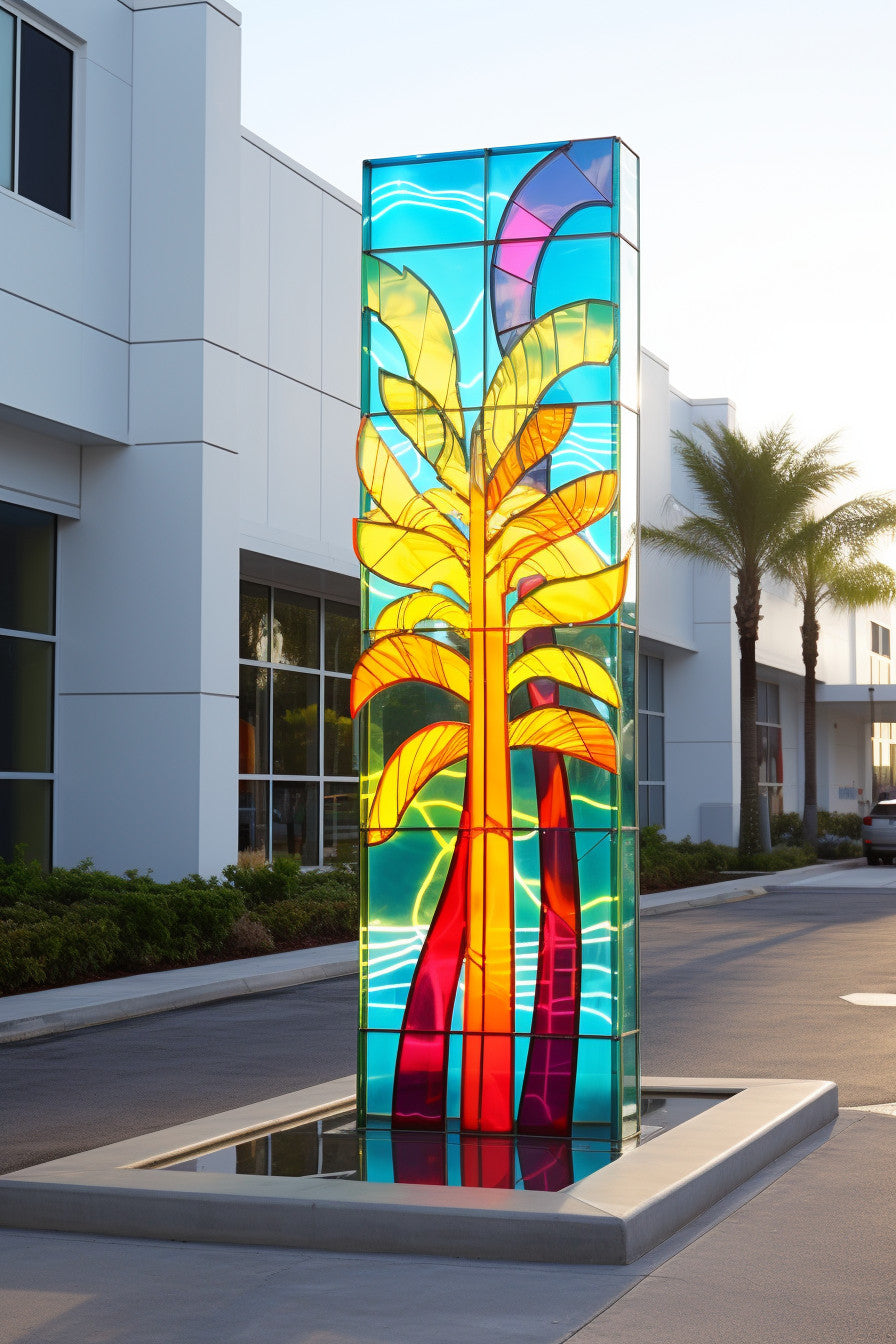 Totem reklamowy w formie drzewa palmowego z LED