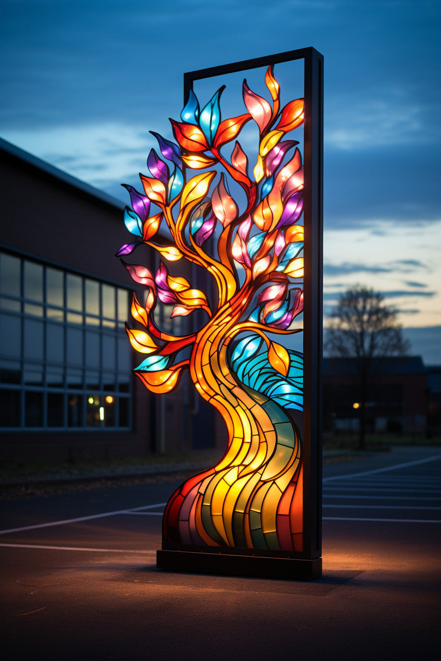 Totem reklamowy w formie drzewa z LED