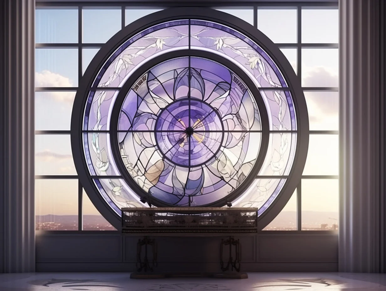 Witraż - "bzowy kwiat życia"