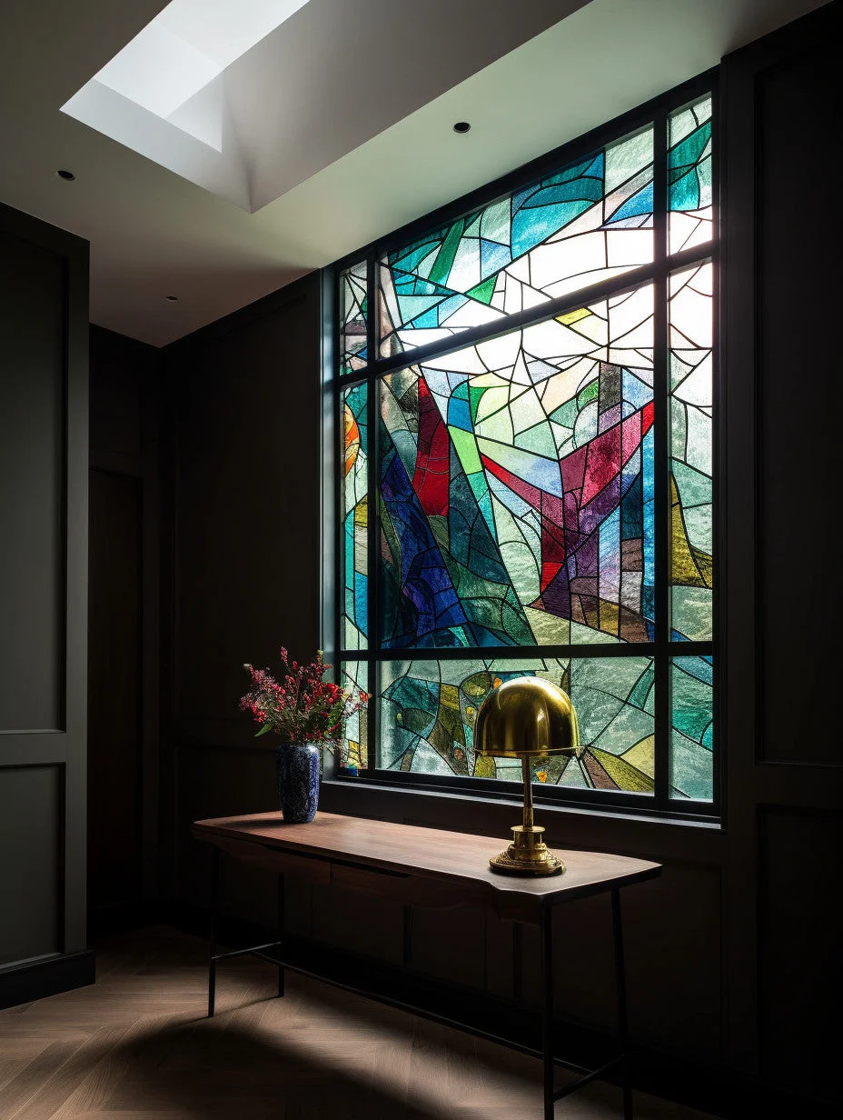 Witraż - "gwiezdna opera i geometria"