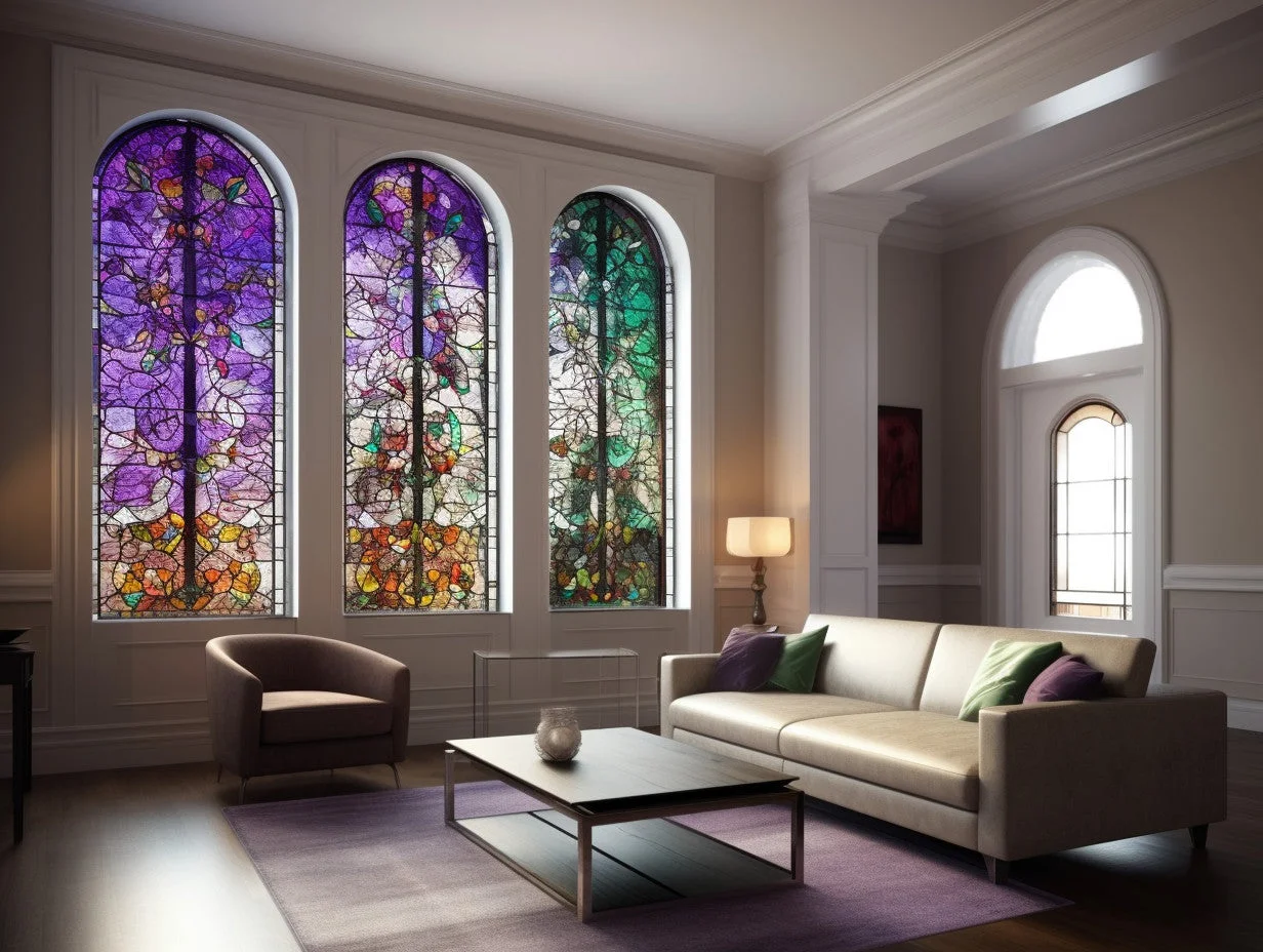 Witraż - "liliowy tryptyk"