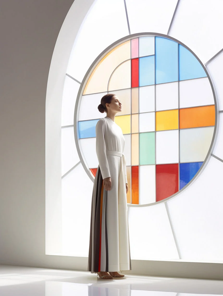 Witraż - "okrągła, mozaika bauhaus"