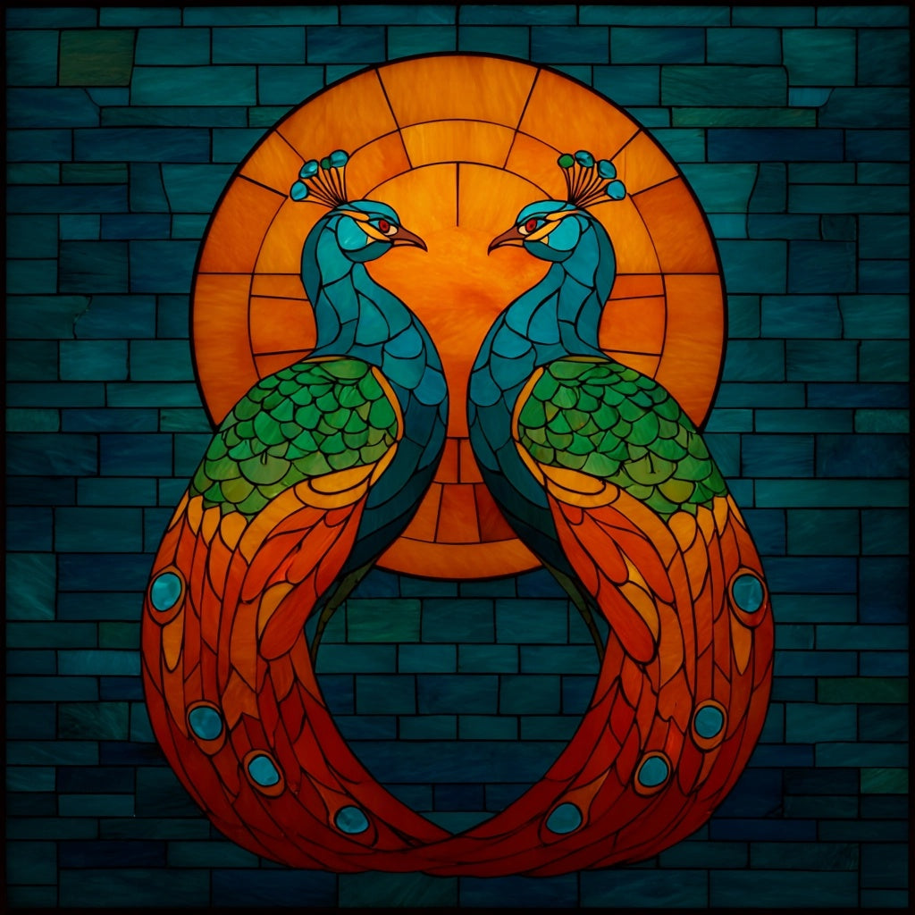 Witraż Pavo Gemini (łac. Pawie Bliźniacze)