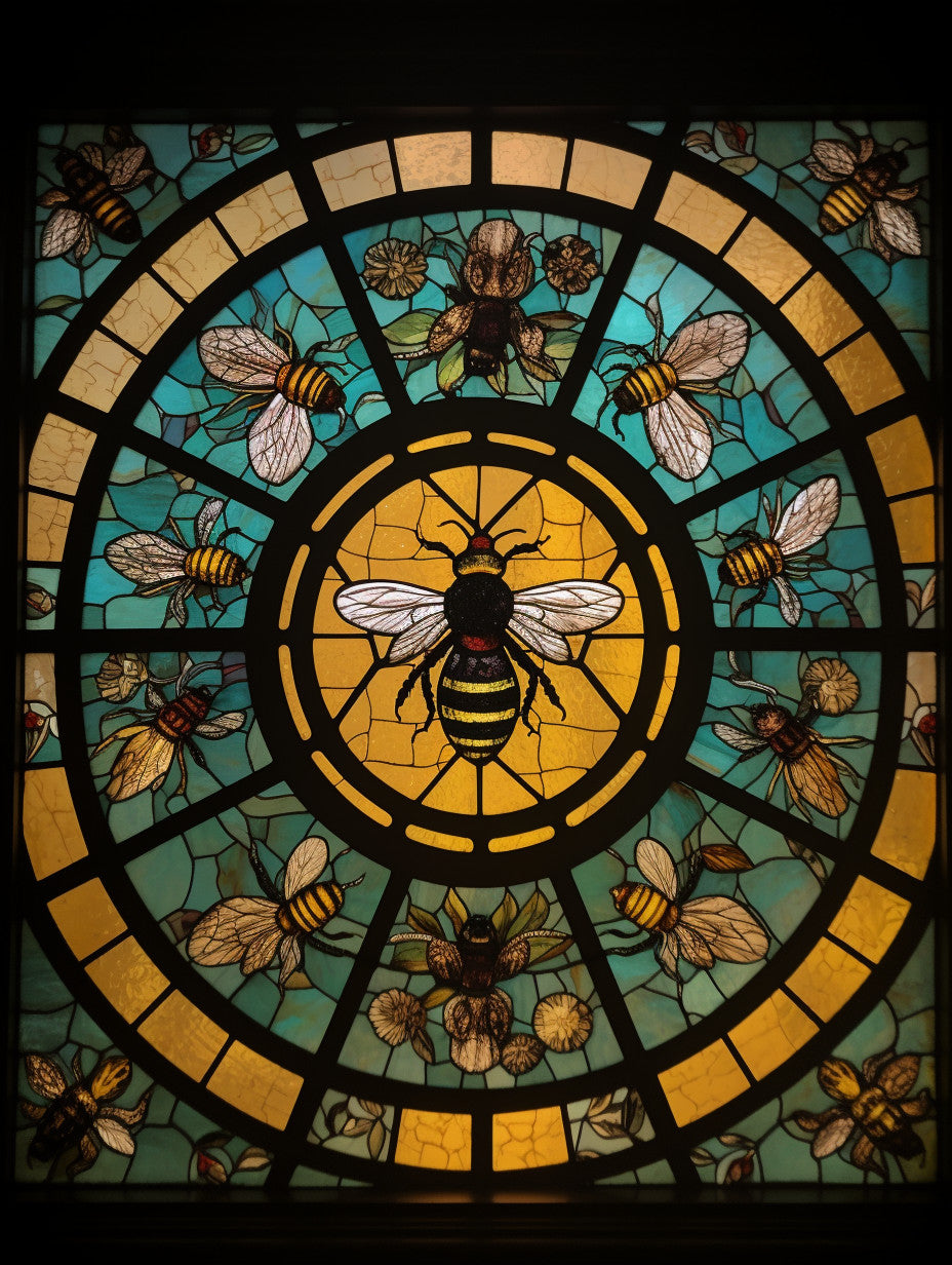 Witraż - "pszczoły u królowej"