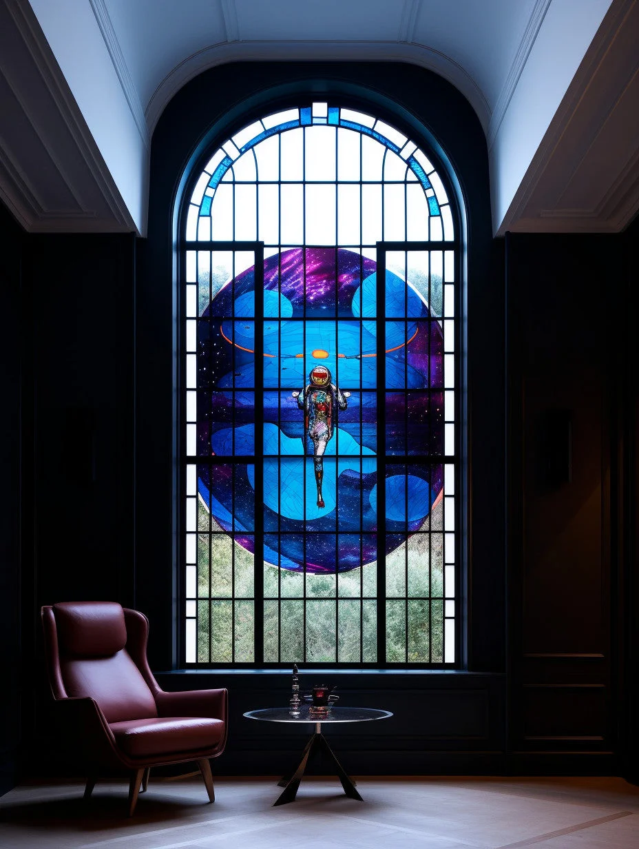 Witraż - "spacer w kosmosie"