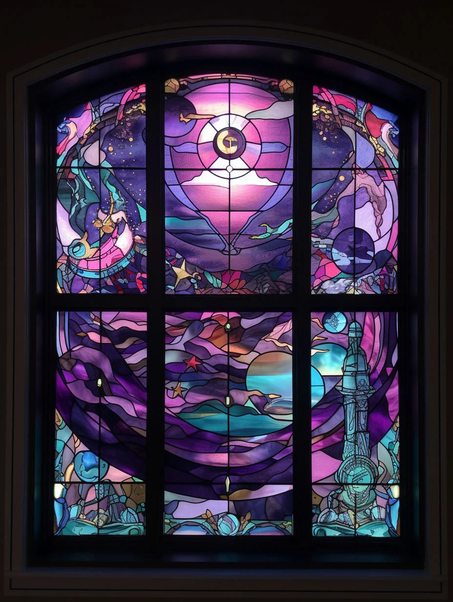 Witraż szklany - gwiezdna opera