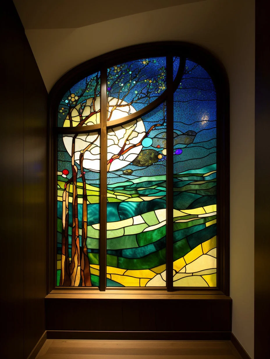 Witraż - "księżyc nad polami"