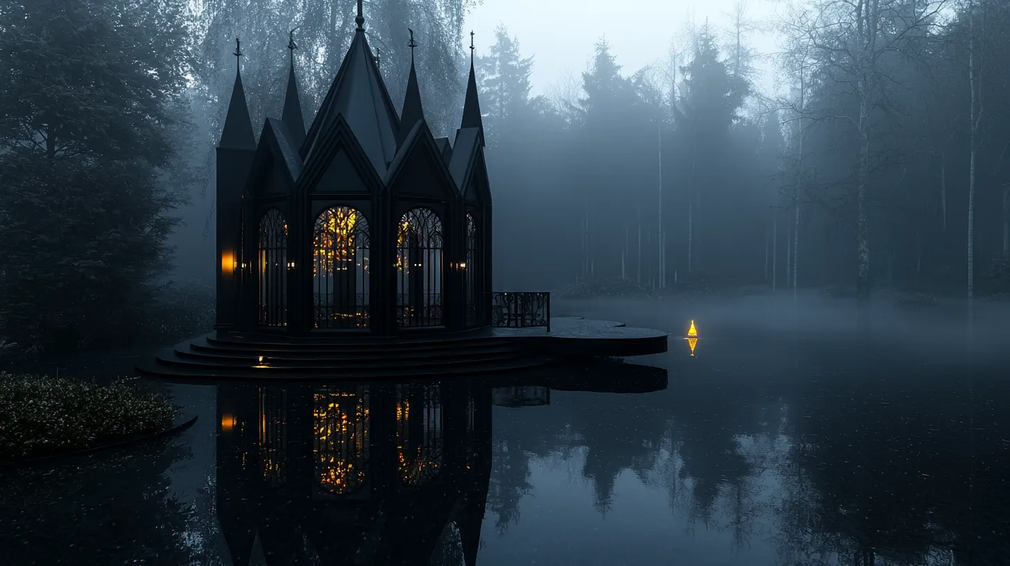 Dramatyczna Altana Gotycka z Wysokimi Łukami - Czarna Stal