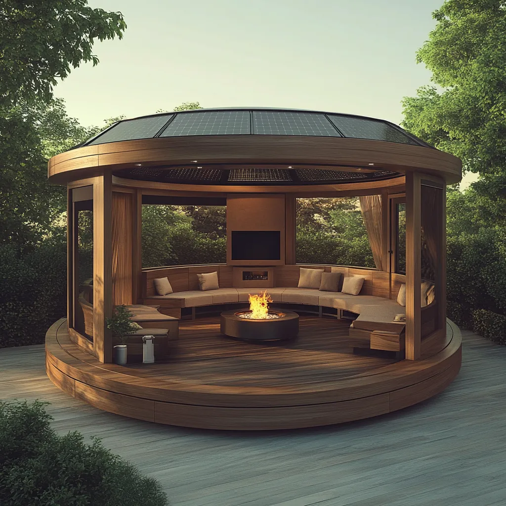 Okrągła Altana Solarna "Eco-Lounge" - Drewno i Nowoczesność