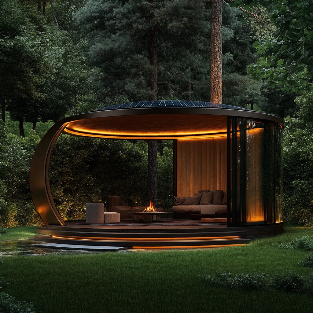 Luksusowy Pawilon Solarny Leśne Ogniwo – Futurystyczna Architektura Ogrodowa