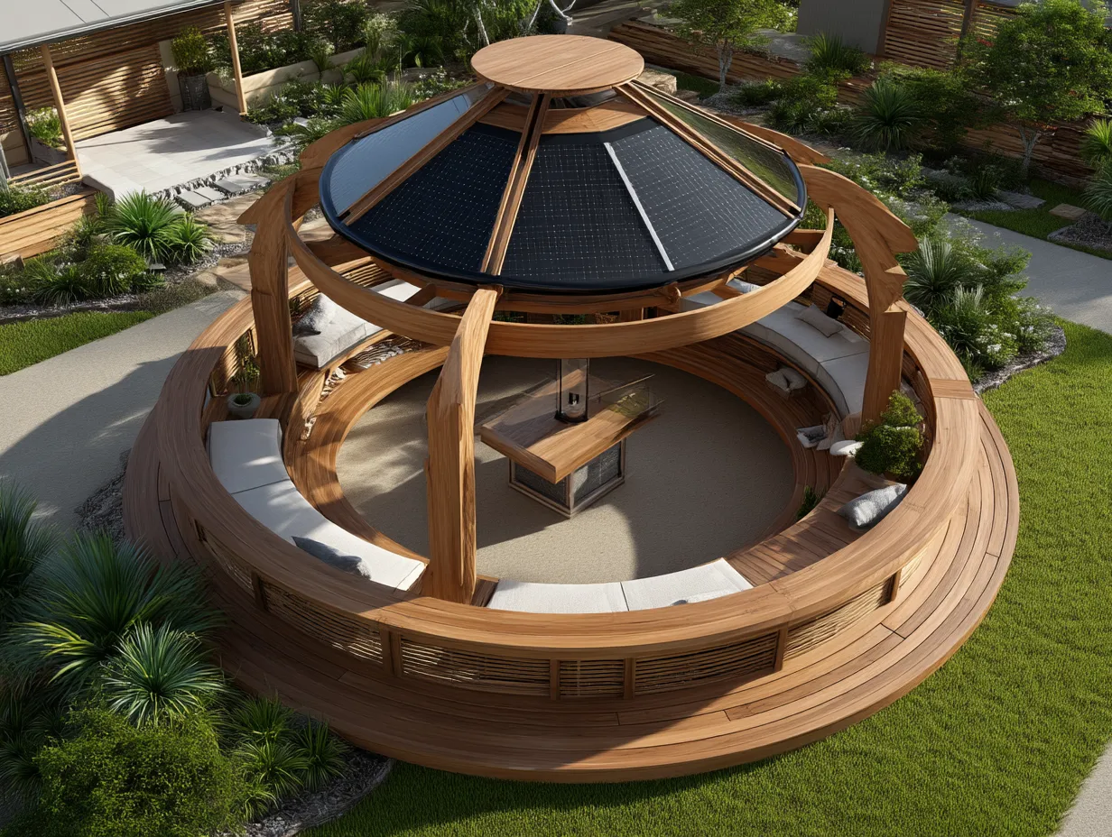 Drewniana Altana "Słoneczna Oaza" - Okrągła Klasyka Nowoczesności
