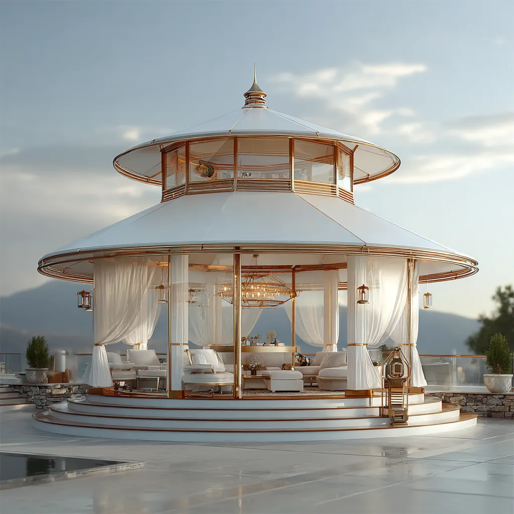 Dwupoziomowy Pawilon Ogrodowy Biała Admirał – Królewska Rotunda ze Stali i Szkła