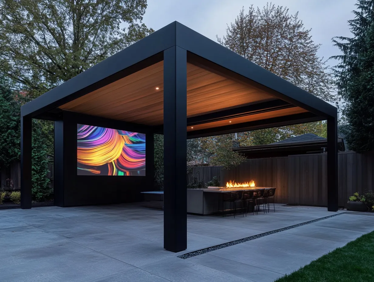 Loftowy Pawilon Lounge "Anthracite Vision" - Kino i Ogień