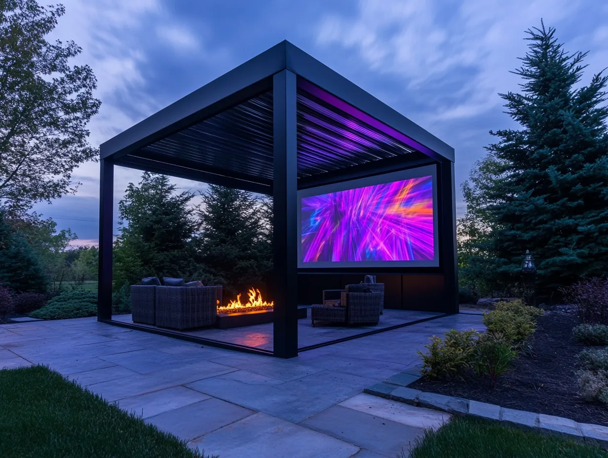 Loftowy Pawilon Lounge "Anthracite Cinema" - Luksus i Technologia