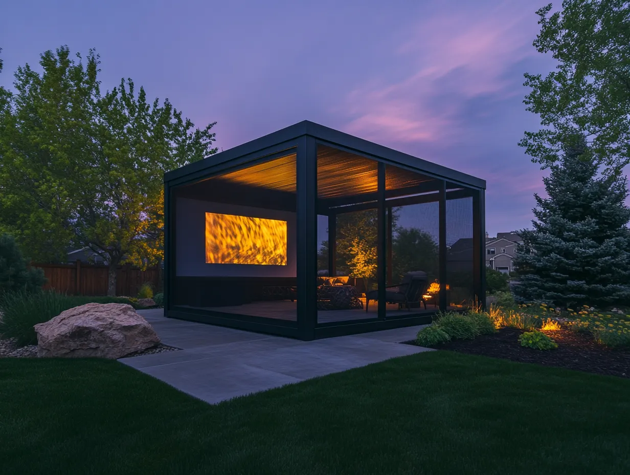 Loftowy Pawilon Lounge "Multimedia Fire Cube" - Styl i Technologia