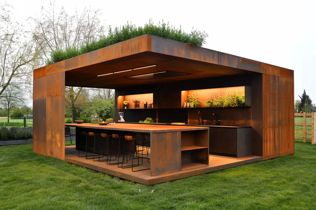 Loftowa Kuchnia Letnia "Industrial Corten Station" - Smak i Design