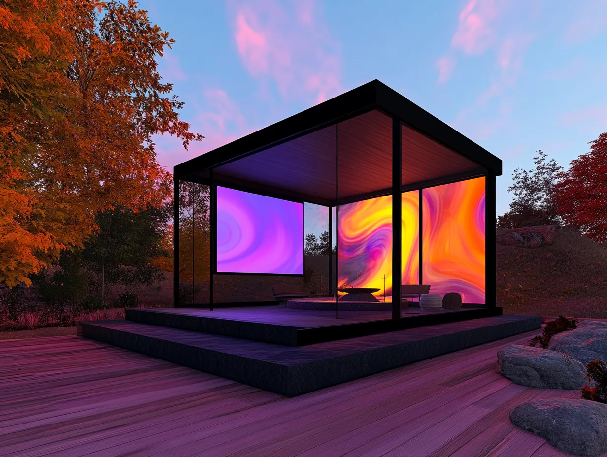 Loftowy Pawilon Lounge "Midnight Multimedia Cube" - Luksus i Obraz