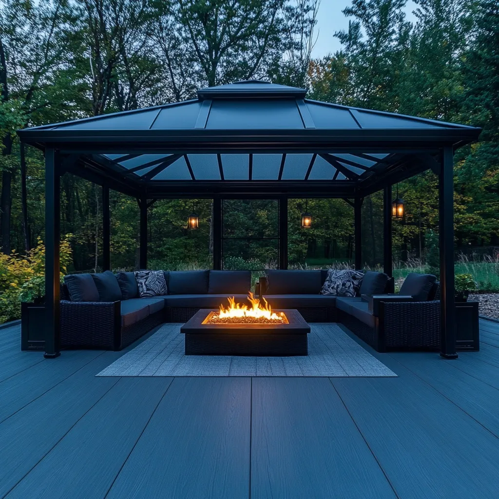 Loftowy Pawilon Lounge "Anthracite Fire Corner" - Modernizm i Ogień