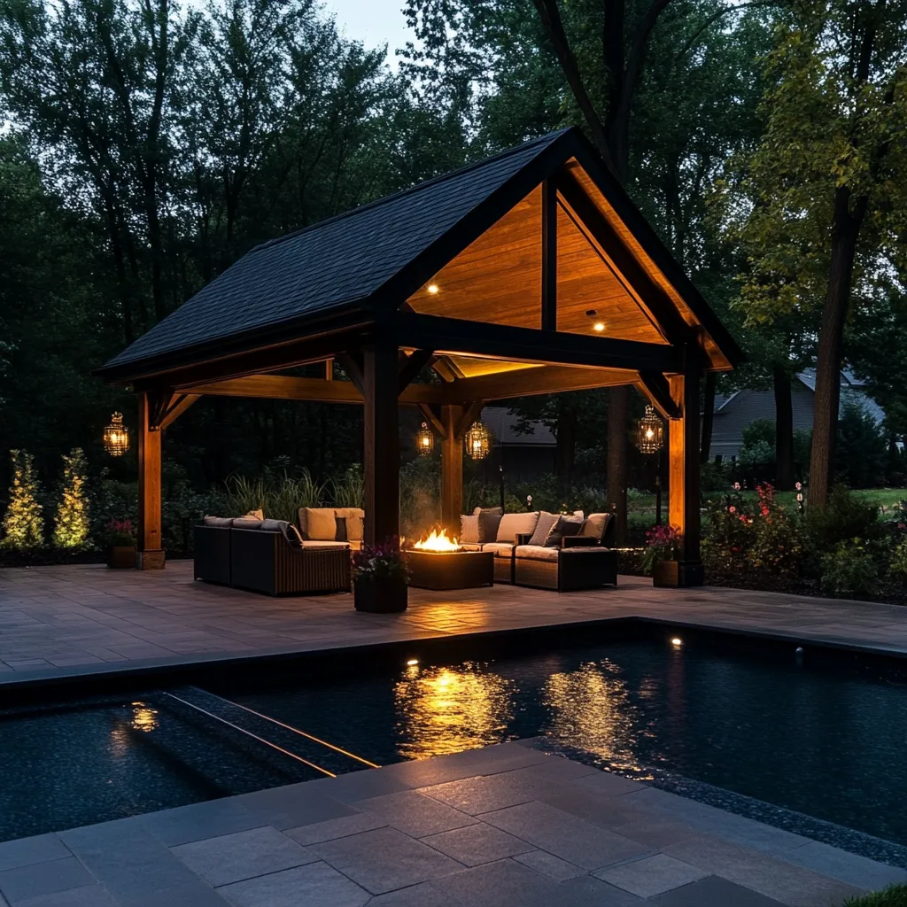 Monumentalna Wiata Biesiadna "Królewska Ostoja nad Basenem" - Drewno i Światło